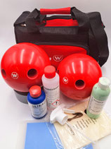 Kugelset "Breitensport" mit WINNER Lochkugel einfärbig und Kugeltasche WINNER II black/red
