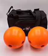 Kugelset "Breitensport" mit ARAMITH Lochkugel orange oder gelb, Tasche schwarz