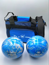 Kugelset "Sportkegler" mit WINNER Vollkugel PEARL marmoriert und Tasche WINNER II navy-light blue