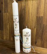 Taufkerze zartes Blumenkreuz