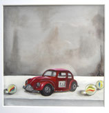 Boy's Toys....Oude speelgoed Volkswagen Kever geschilderd op doek in een mooie lijst