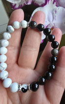 Howlith mit Silber Obsidian mit Yin/Yang