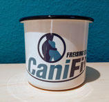 Blechtasse mit CaniFit-Logo