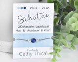 Sternzeichen Armband Schütze mit Lapislazuli Edelstein, Spruchkarte und Bandfarbe nach Wahl