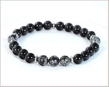 Herren Armband - schwarzer Obsidian mit Schneeflocken Obsidian mit Edelstahl