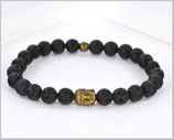 Edelstein Männer Armband - Lava und Buddha Armband 6 oder 8mm