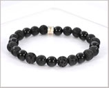 Herren Armband - Om Mani - Achat und Lava edelstein Armband 8mm