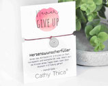 Wunscherfüller Armband "Never give up" mit Mandala Anhänger, Spruchkarte und Bandfarbe nach Wahl