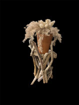 Support en bois flotté et pot en terre cuite pour plante