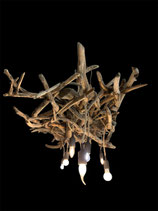 Lustre en bois flotté à multiples ampoules