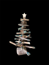Sapin de Noël écolo en bois flotté,  Hauteur 38 cm