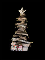 Sapin de Noël écolo en bois flotté,  Hauteur 43 cm