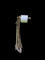 Distributeur papier toilette en bois flotté, décoré d'un coquillage