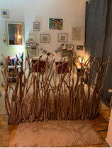 Tête de lit en bois flotté