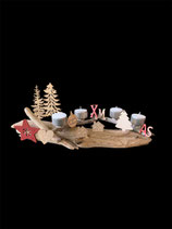 Centre de table, en bois flotté et 4 bougies pour l'Avent