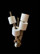 Distributeur papier toilette en bois flotté, pour 4 rouleaux