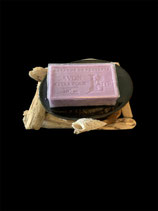 Porte savon en bois flotté et coupelle noire