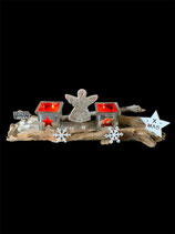 Décorations de Noël en bois flotté et 2 bougies