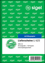 SIGEL Lieferscheine, mit Empfangsschein, 1.+ 2. Bl. bedruckt, A6, mit Blaupapier, 2 x 50 Blatt