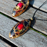 Orgonit Energie-Anhänger (A7) rote Rose | Edelstein Heilstein Schmuck
