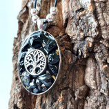 Orgonit Amulett (A4) Baum des Lebens, schwarzer Turmalin Anhänger | Edelstein Heilstein Schmuck