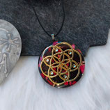 Orgonit Anhänger (A6) mit Samen des Lebens & Strass | Edelstein Heilstein Schmuck