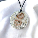 Orgonit Anhänger (B26) zwei Herzen | Edelstein Heilstein Schmuck