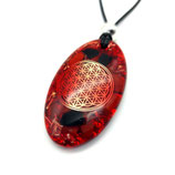 Orgonit Amulett (A8) rot, Blume des Lebens Anhänger | Edelstein Heilstein Schmuck