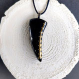 Orgonit Anhänger Reißzahn (Woflszahn) mit Messingkugeln (A32) | Edelstein Heilstein Schmuck
