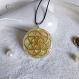 Orgonit Anhänger (A6a) mit Samen des Lebens | Edelstein Heilstein Schmuck