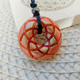 Orgonit Anhänger Torus Rodin orange mit grünem Schimmer (B44a)| Edelstein Heilstein Schmuck