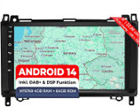AB9-L3 Android 14 Autoradio mit navi: MT6769V 4G+64G;9" QLED Display;SIM,Carplay,Android Auto,DAB+,BT 5:Ersatz für Mercedes Benz A-Klasse W169 B-Klasse W245 Viano Vito W639 Sprinter VW Crafter