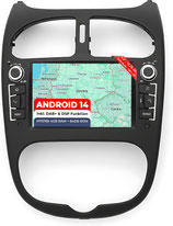 AP6-L2 Android 14 Autoradio mit Navigation: MediaTek MT6765V, 4GB+64GB, 6.2 Zoll QLED Display, SIM, Wireless Apple CarPlay & Android Auto, DAB+, CANBUS, GPS – Ersatz für Peugeot 206 2000-2006