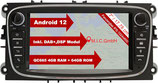 AF7 Android 12 Autoradio mit Navi Qualcomm 665 4G+64G Navigation Ersatz für Ford Focus mk2 Mondeo Cmax Galaxy Smax :SIM DAB BT 5.0 WiFi 2din 7" IPS Panzerglas USB SD mirrorlink zubehör