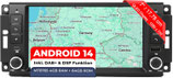 AJ7-L2 Android 14 Autoradio mit Navigation: MediaTek MT6765V, 4GB+64GB, 7 Zoll QLED Display, SIM, Apple CarPlay & Android Auto, DAB+, CANBUS, GPS – Ersatz für Jeep Compass Dodge Chrysler Lancia