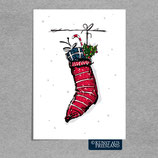 Postkarte Weihnachtssocke ♥ Kunst aus Friesland