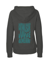 Ladies Hoodie Bubbleschrift (charcoal/aqua green)