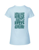 Damen T-Shirt Bubbleschrift (light blue/aqua green)