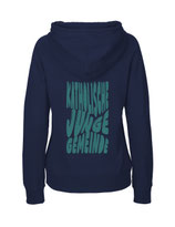 Ladies Hoodie Bubbleschrift (navy/aqua green)