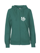 Ladies Zip Hoodie Seelenbohrer (white/teal)