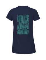 Damen T-Shirt Bubbleschrift (navy/aqua green)
