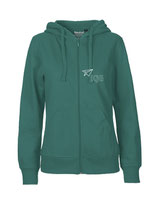 Ladies Zip Hoodie Papierflieger (white/teal)