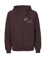 Mens Zip Hoodie Papierflieger (white/brown)