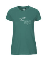 Damen T-Shirt Papierflieger (white/teal)