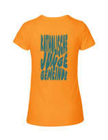 Damen T-Shirt Bubbleschrift (okay orange/aqua green)