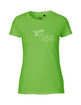 Damen T-Shirt Papierflieger (white/lime)