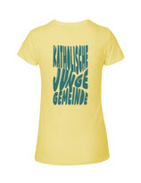 Damen T-Shirt Bubbleschrift (dusty yellow/aqua green)