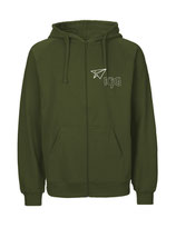 Mens Zip Hoodie Papierflieger (white/military)