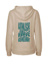 Ladies Hoodie Bubbleschrift (sand/aqua green)