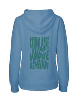 Ladies Hoodie Bubbleschrift (dusty indigo/aqua green)